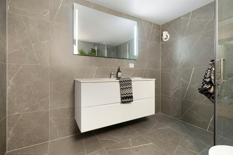 Kitchen floor tile with clean grout lines and modern finish